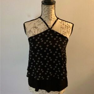 NWOT Vince Camuto Navy Blue Floral Design Halter Top Camisole Size XS